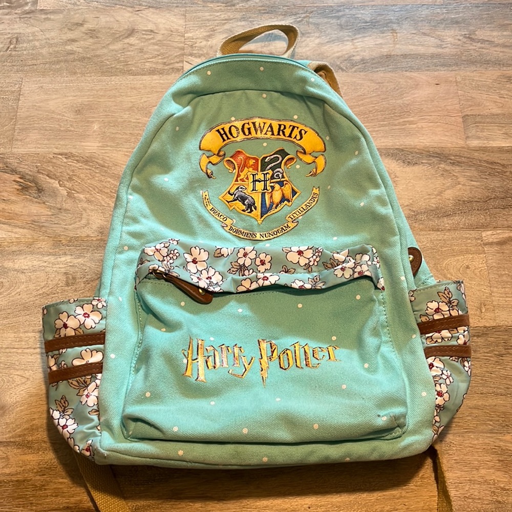 Harry Potter Hogwarts Backpack Ocean Green w/ Flowers & Polka dots
